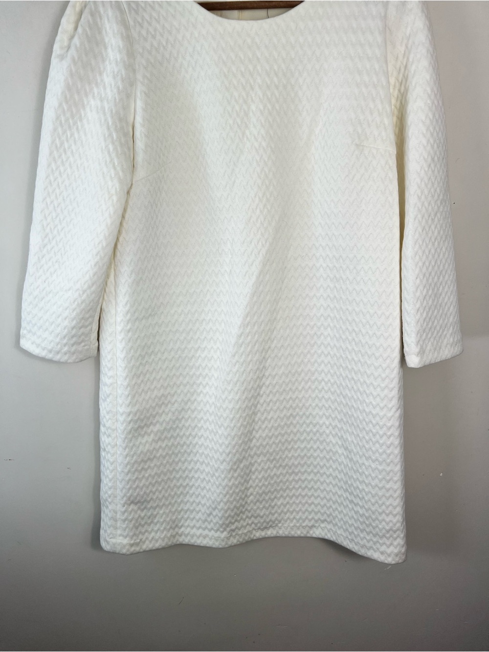Club Monaco Ivory Textured Shift Dress Size 12 New With Tags 3/4 Sleeve Elegant - Picture 4 of 12